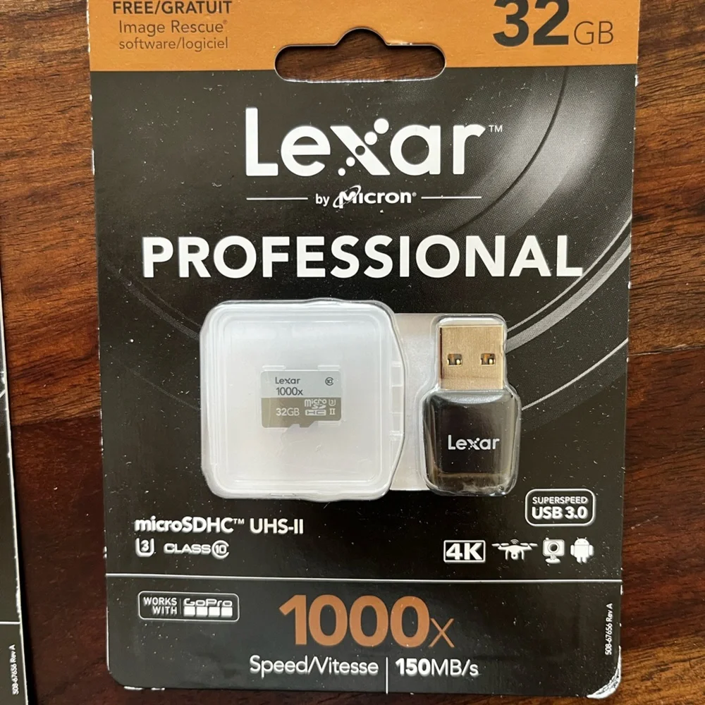 Two New 32gb Lexar by Micron professional microsdhc UHS-II 1000x